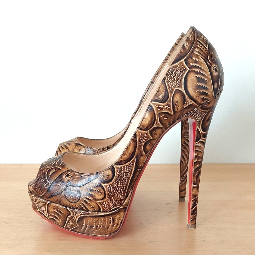 Christian Louboutin Brown Heels with High Stiletto and Platform